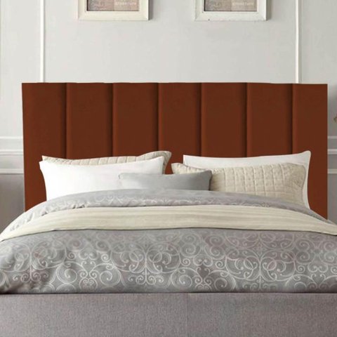 Cabeceira Estofada Cama Solteiro 90cm Luna Veludo e Frame Terracota