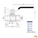 Ver imagem 3 de Válvula Esfera Macho X Fêmea 1.1/2 Gás Passagem Plena Alavanca Ivm Italy Latão Niquelado Gpn20 Pn40
