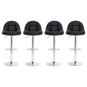 Kit 4 Banquetas Altas Com Encosto Alto Estofado Para Cozinha Ilha Bancada Gomos Confort Preta