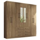Ver imagem 4 de Guarda-Roupa Casal 8 Portas 6 Gavetas Liverpool com Espelhos Marrom/Jatoba