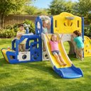 Ver imagem 3 de Playground Infantil 11 em 1 Parquinho Escorregador com Cesta:Azul