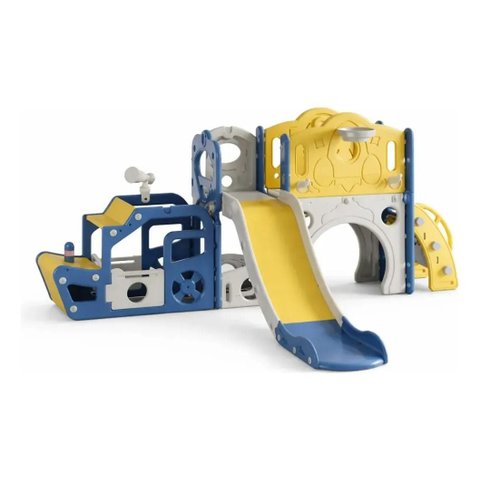 Playground Infantil 11 em 1 Parquinho Escorregador com Cesta:Azul