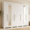 Ver imagem 1 de Guarda-Roupa Casal com Espelho e Pés 8 Portas 4 Gavetas Master New Branco