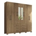 Ver imagem 4 de Guarda-Roupa Casal 8 Portas 6 Gavetas Liverpool com Espelhos e Pés Marrom/Jatoba