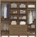 Ver imagem 3 de Guarda-Roupa Casal 8 Portas 6 Gavetas Liverpool com Espelhos e Pés Marrom/Jatoba