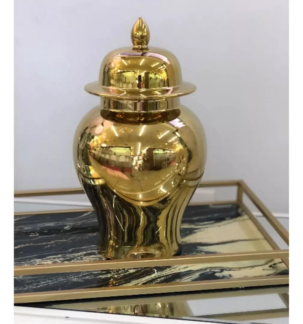 Ver imagem 5 de Vaso Dourado Decorativo Porcelana Chinesa 35x20