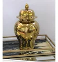 Ver imagem 5 de Vaso Dourado Decorativo Porcelana Chinesa 35x20