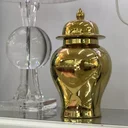 Ver imagem 3 de Vaso Dourado Decorativo Porcelana Chinesa 35x20