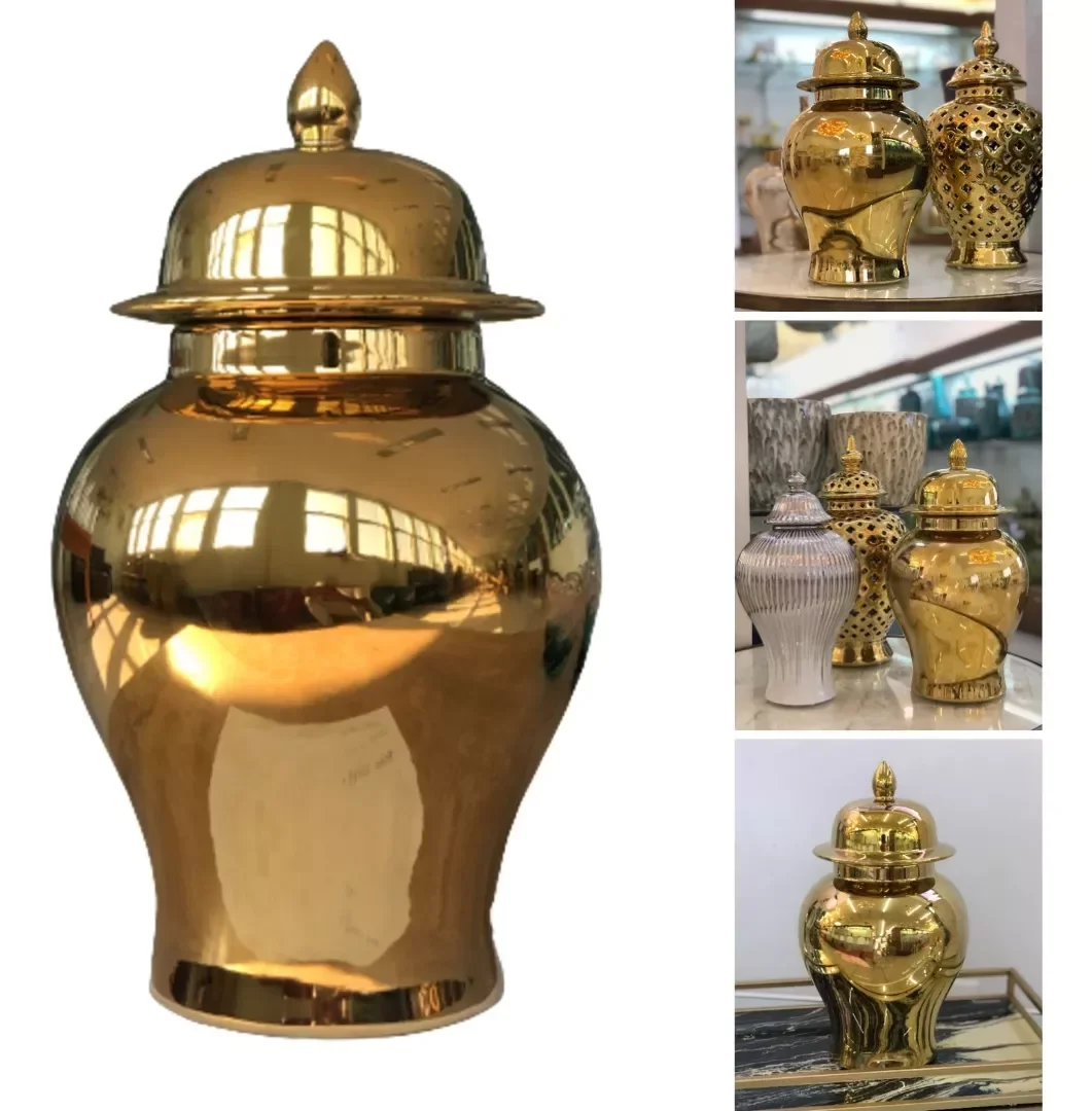 Ver imagem 6 de Vaso Dourado Decorativo Porcelana Chinesa 35x20