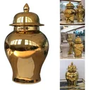 Ver imagem 6 de Vaso Dourado Decorativo Porcelana Chinesa 35x20