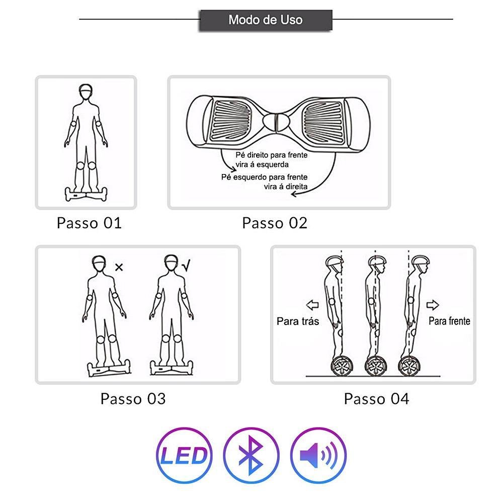 Hoverboard 6,5 Polegadas Rosa Hoverboard Scooter Elétrico - 5