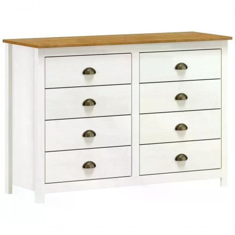 Comoda 08 Gv Corrediças Madeira Maciça 9102 Branco Carvalho