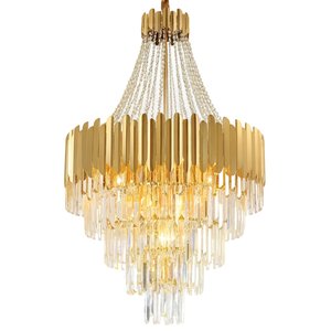 Lustre Pendente Nitrolux Ltr-008 E14x12 Cristal Dourado Bivolt