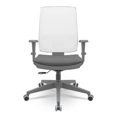 Cadeira Brizza Diretor Grafite Tela Branca Assento Poliester Fendi Base Relaxplax Piramidal - 66379