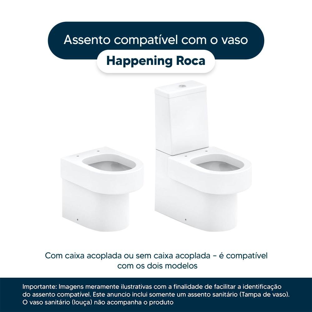 Tampa de Vaso em MDF Happening Branco para bacia Roca - 4