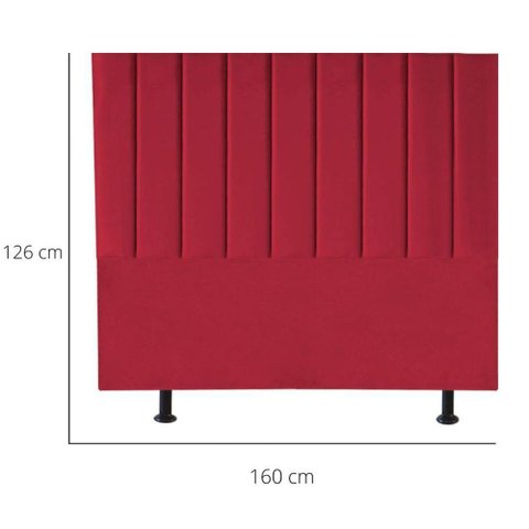 Cabeceira Cama Casal Queen Size 160 Cm Esther Suede e Frame Cor:vermelho