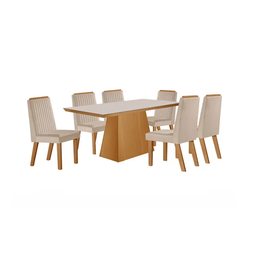 Mesa Prada 180x90 com Vidro Tampo Preto 6 Cadeiras Riviera - 2