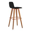 Ver imagem 4 de Kit 3 Banquetas Altas Luxo Linea Aço Cobre Linho Preto Base Carvalho