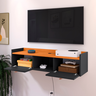 Rack Suspenso 2 Gavetas Decorativo Puxador Amalfi 0,90 Vegas - Preto / Cinamomo - 2