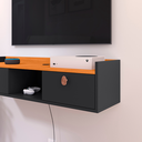 Ver imagem 3 de Rack Suspenso 2 Gavetas Decorativo Puxador Amalfi 0,90 Vegas - Preto / Cinamomo