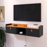 Rack Suspenso 2 Gavetas Decorativo Puxador Amalfi 0,90 Vegas - Preto / Cinamomo - 4