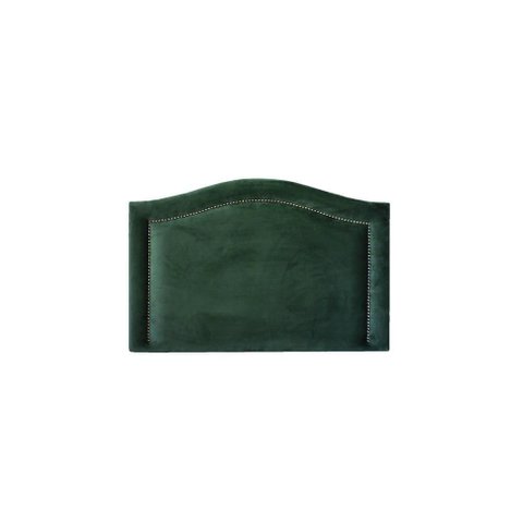 Cabeceira Solteiro Curva Luxo 90x60 Veludo Verde - Tachas Fumê