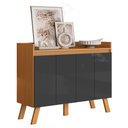 Ver imagem 1 de Aparador Buffet Organizador Cantinho do Café Cannes 108cm 04 Portas Cinamomo Grafite - Desk Design