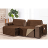 Capa para sofá retratil matelado tamanho grande 2 lugares 1,8m marrom e caqui - 4