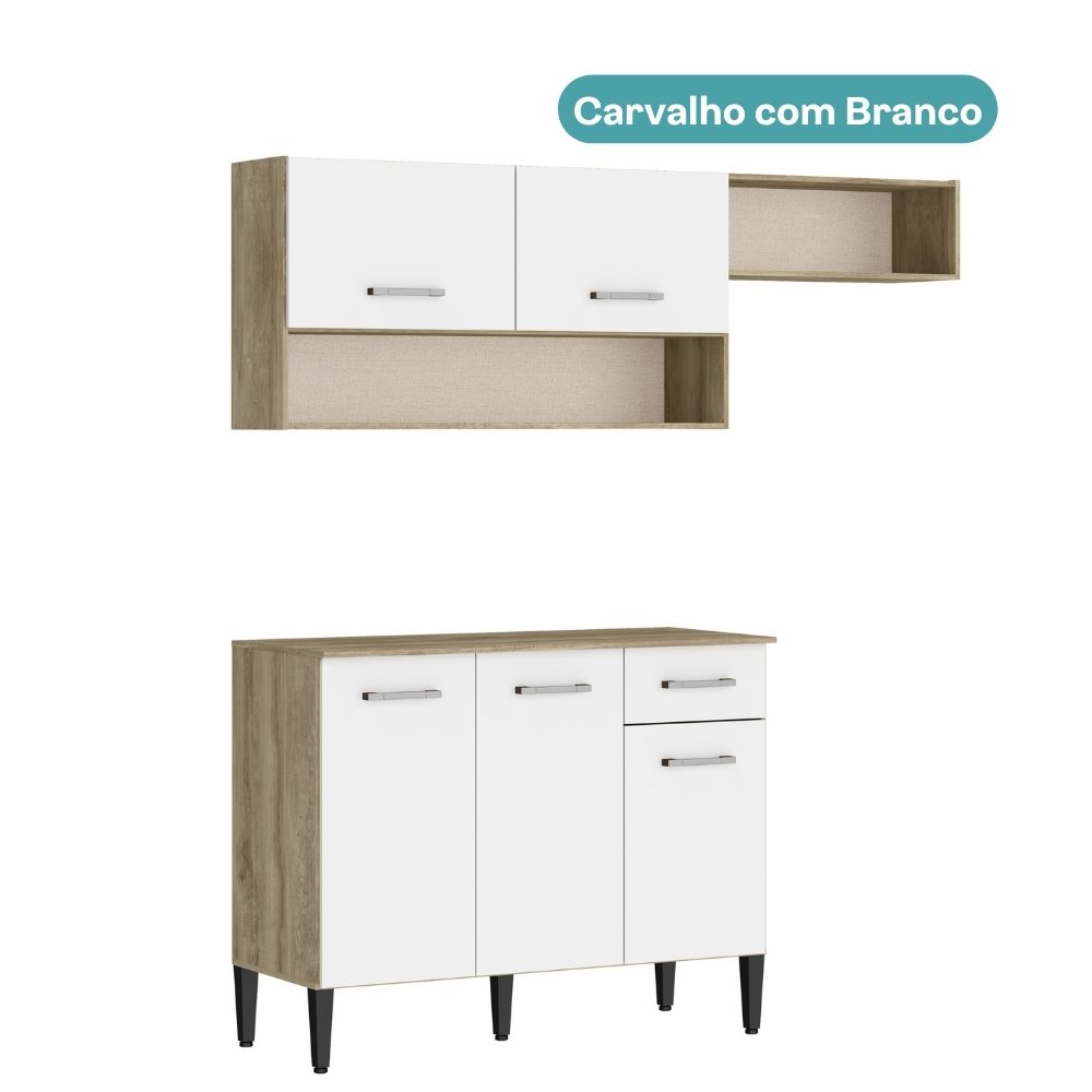 Armário Cozinha Compacta Arizona Tiny Carvalho/branco Carraro - 4