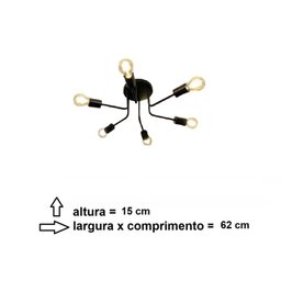 Lustre Sputnik 15x60cm Ret Emalustres - 2
