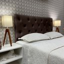Ver imagem 1 de Cabeceira Casal 140 Cama Box Cannes Capitone Marrom Suede com Pés Rbl