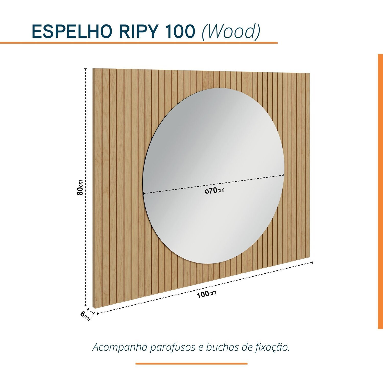 Espelho para Banheiro Redondo Ripy 100cm - 3