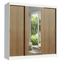 Ver imagem 2 de Guarda-Roupa Casal Madesa Reno 3 Portas de Correr com Espelho Branco/Rustic Cor:Branco/Rustic