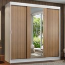 Ver imagem 1 de Guarda-Roupa Casal Madesa Reno 3 Portas de Correr com Espelho Branco/Rustic Cor:Branco/Rustic