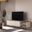 Ver imagem 2 de Rack para Tv Tucupí 1.8 Bancada Off White Nature Dourado Jb Bechara
