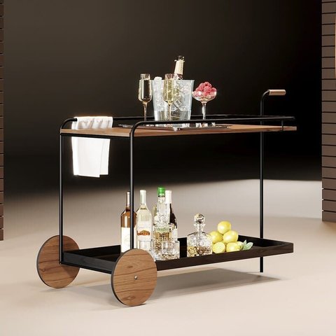Carrinho Bar Gourmet 2 Níveis Moderno Agnes Montanhês