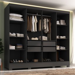 Closet Casal 4 Gavetas com Pés Jatobá Yescasa - 1 Closet Casal 4 Gavetas com Pés Jatobá Yescasa - 1