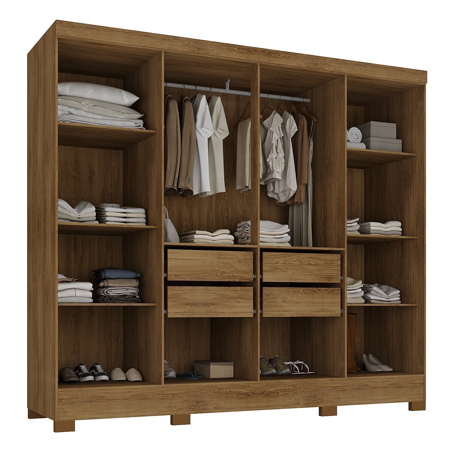 Closet Casal 4 Gavetas com Pés Jatobá Yescasa | MadeiraMadeira