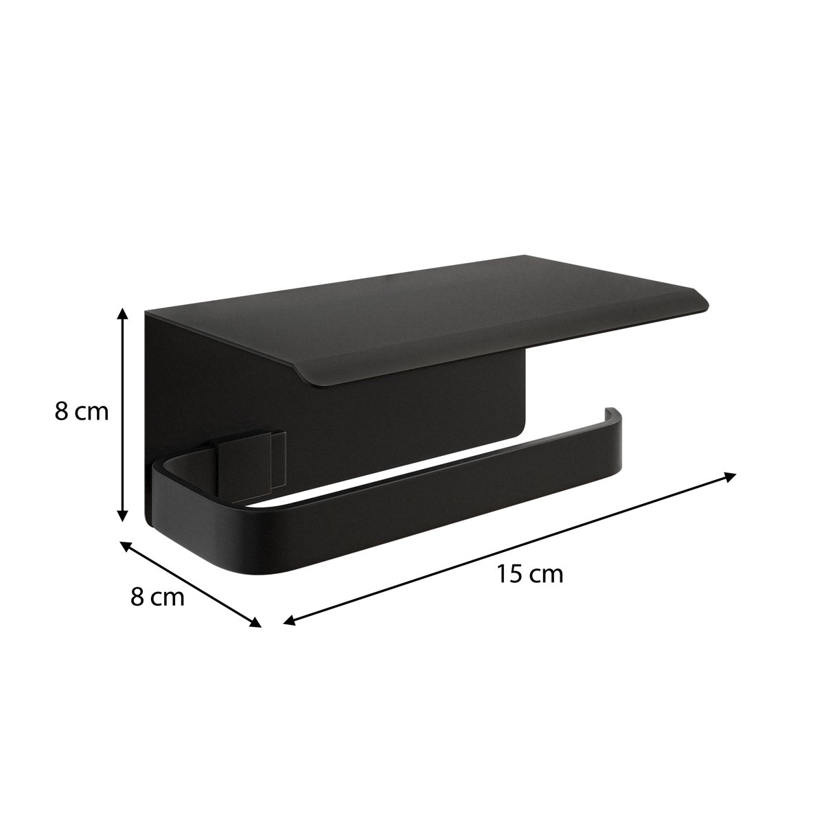 Porta Papel Higiênico Suporte para Celular Preto Fixação 3m - 3