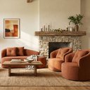 Ver imagem 1 de Kit de 01 Sofá Orgânico Curvo Feijão + 02 Poltronas Confortável Sala Estúdio Amore Bouclê Terracota