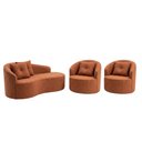 Ver imagem 3 de Kit de 01 Sofá Orgânico Curvo Feijão + 02 Poltronas Confortável Sala Estúdio Amore Bouclê Terracota