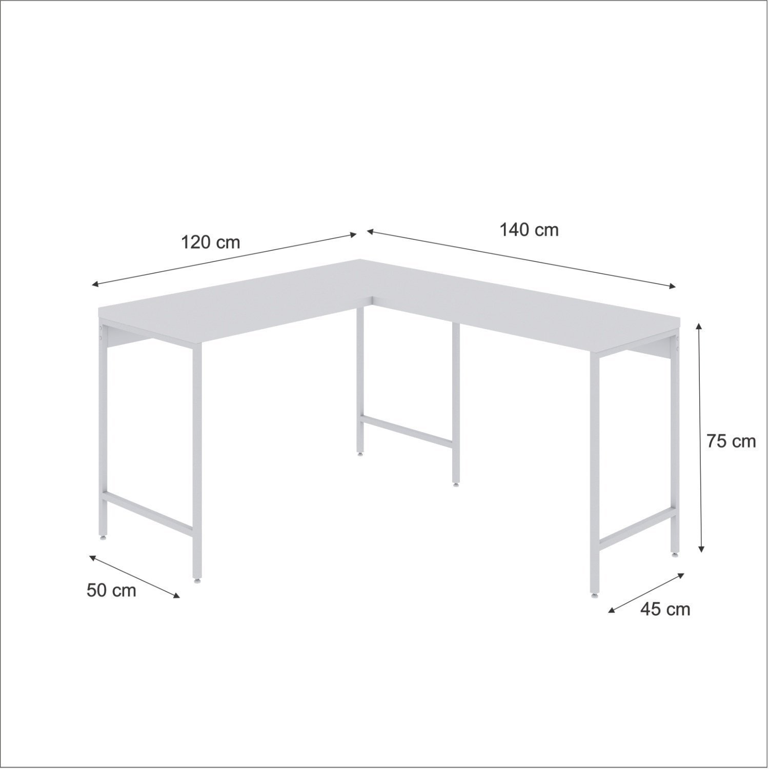 Mesa de Escritório em L Estilo Industrial 120x140cm Active - 3