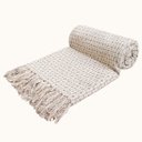 Ver imagem 6 de Manta Sofá Xale Decorativo 2,10 X 1,40m Quadriculado Cru Bege Artesanal Minimalista Rústico Grande