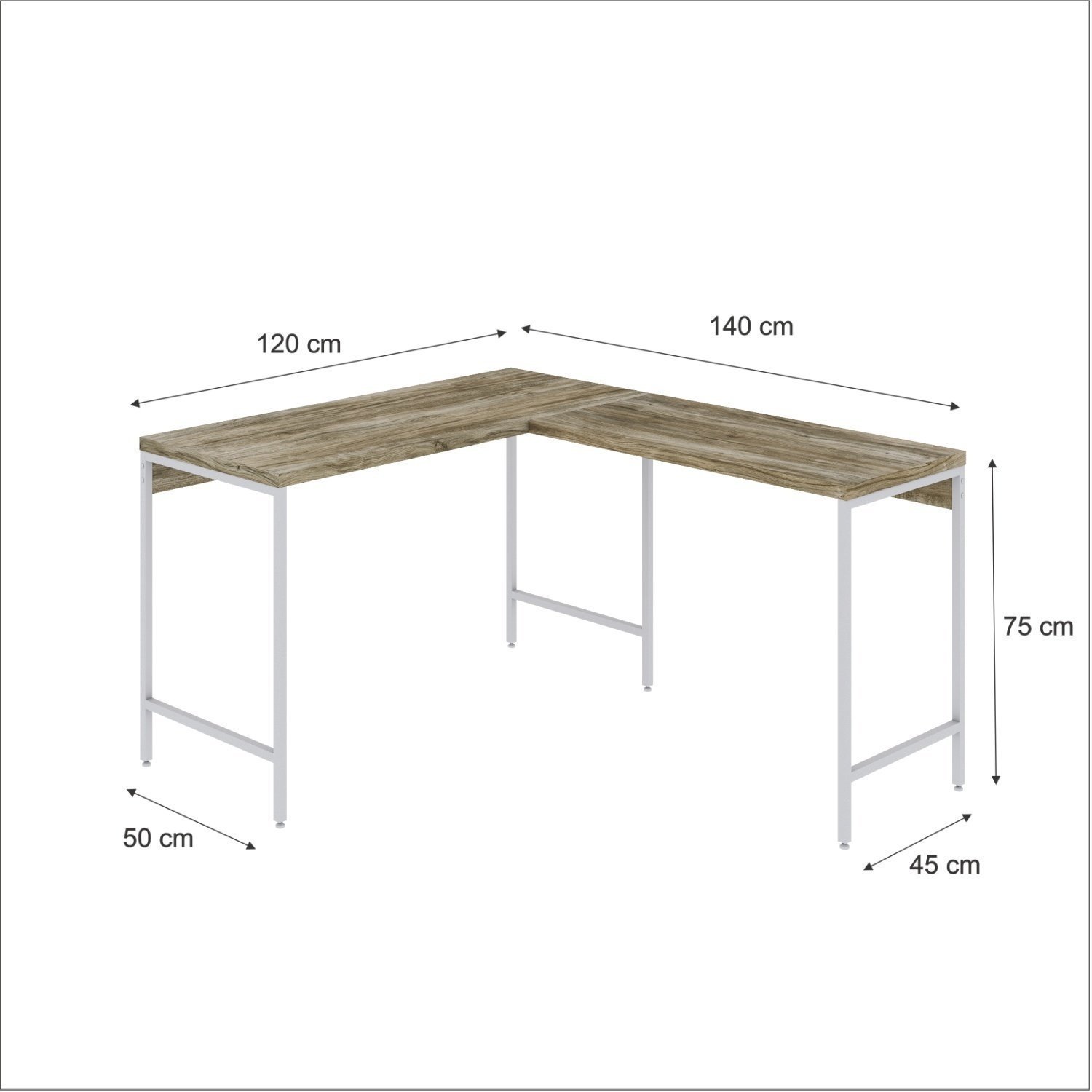 Mesa de Escritório em L Estilo Industrial 120x140cm Active - 3