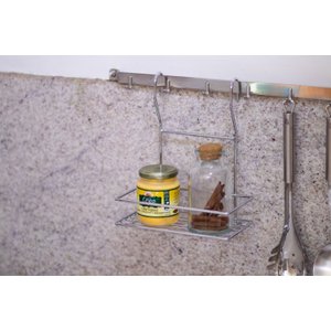 Kit Suporte Cozinha Porta Condimento + Barra de Metal 60cm