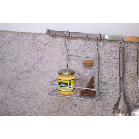 Kit Suporte Cozinha Porta Condimento + Barra de Metal 60cm