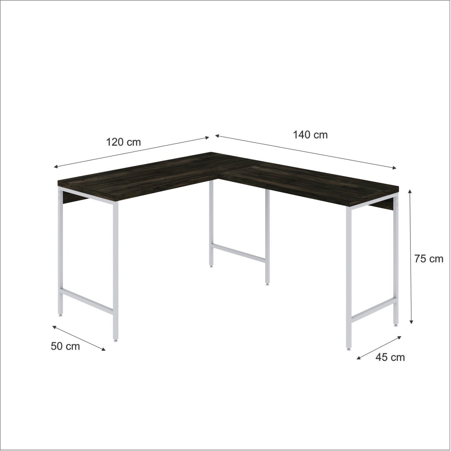 Mesa de Escritório em L Estilo Industrial 120x140cm Active - 3