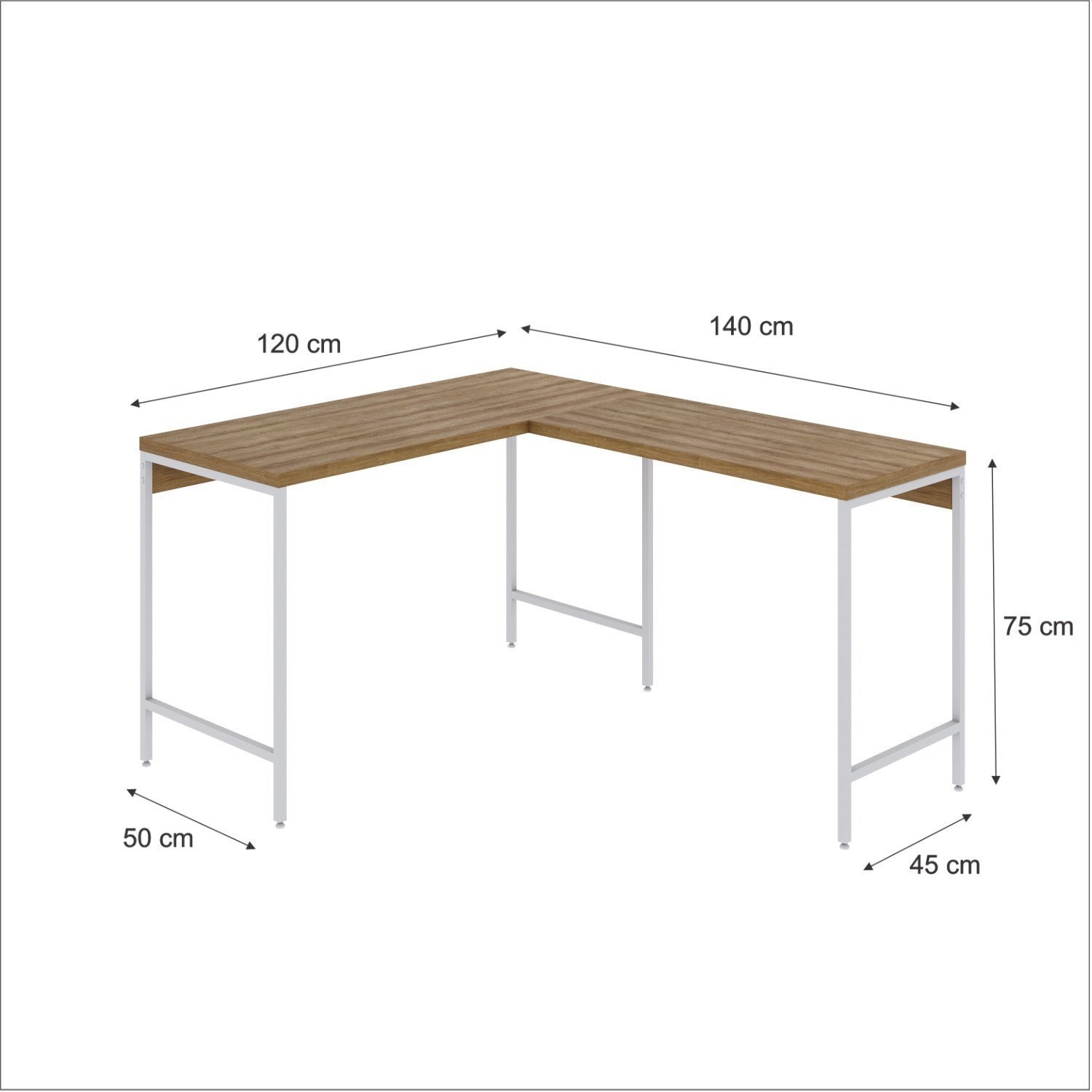 Mesa de Escritório em L Estilo Industrial 120x140cm Active - 3