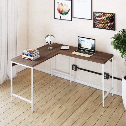 Escrivaninha Mesa Escritório em L Estilo Active 120cm Industrial Yescasa Marrom