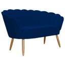 Ver imagem 3 de Namoradeira Estofada Decorativa Para Recepção Pétala Suede Azul Marinho - LM DECOR